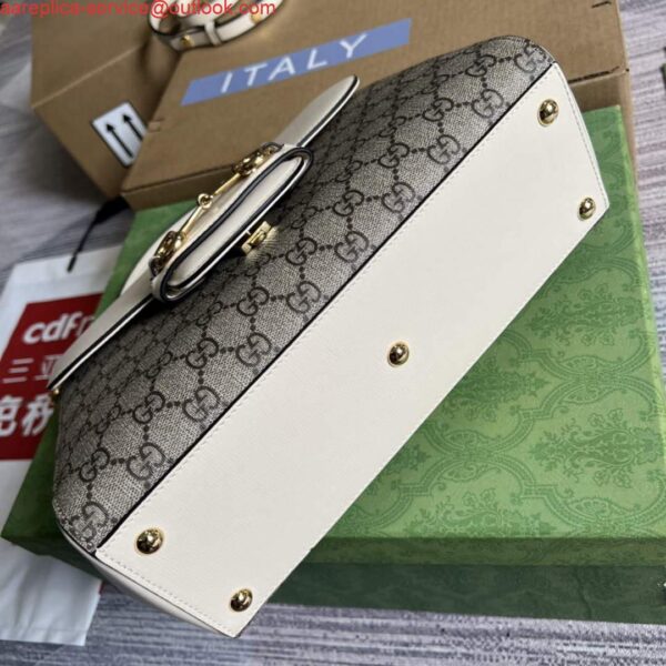 Replica Gucci 702049 Horsebit 1955 Medium Bag Beige White 7