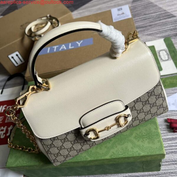 Replica Gucci 702049 Horsebit 1955 Medium Bag Beige White 8