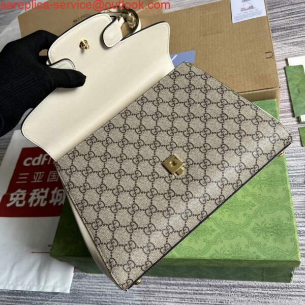 Replica Gucci 702049 Horsebit 1955 Medium Bag Beige White 9