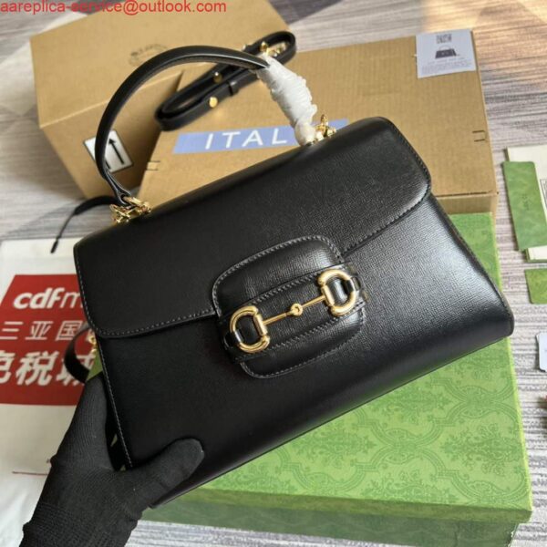 Replica Gucci 702049 Horsebit 1955 Medium Bag Black 5