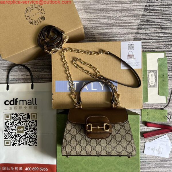 Replica Gucci 703848 Gucci Horsebit 1955 Mini Bag Beige brown 3