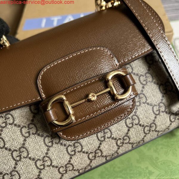 Replica Gucci 703848 Gucci Horsebit 1955 Mini Bag Beige brown 6