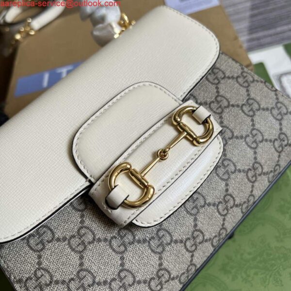 Replica Gucci 703848 Gucci Horsebit 1955 Mini Bag Beige White 4