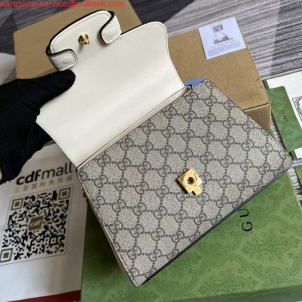 Replica Gucci 703848 Gucci Horsebit 1955 Mini Bag Beige White 8