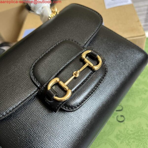 Replica Gucci 703848 Gucci Horsebit 1955 Mini Bag Black 6