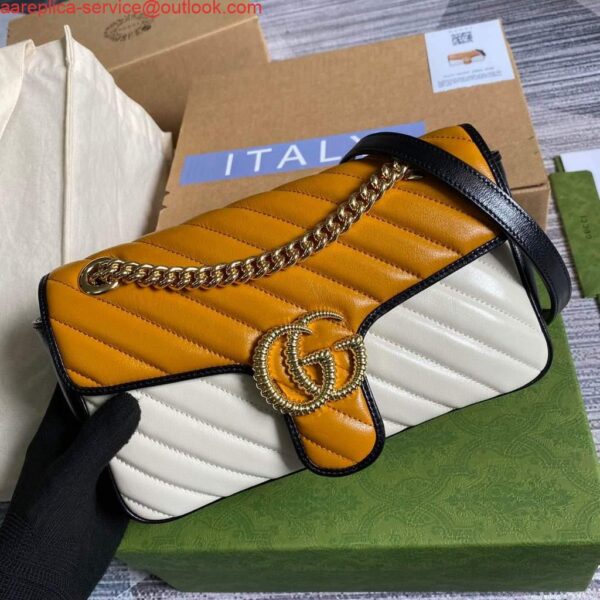 Replica Gucci 443497 GG Marmont Small Shoulder Bag Yellow White 5