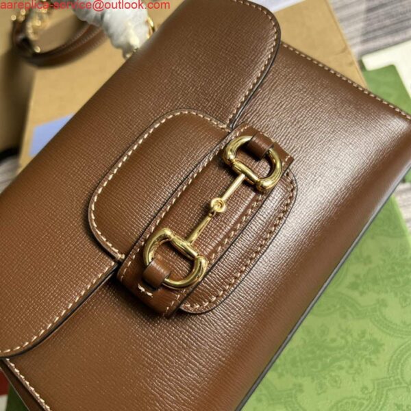 Replica Gucci 703848 Gucci Horsebit 1955 Mini Bag Brown 6