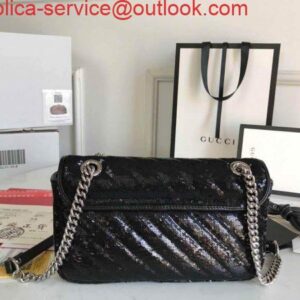 Replica Gucci 443497 GG Marmont Small Shoulder Sequin Bag Black 2