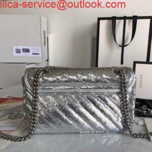 Replica Gucci 443497 GG Marmont Small Shoulder Sequin Bag Silver 2