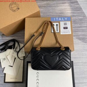 Replica Gucci 446744 GG Marmont Matelassé Mini Bag Black