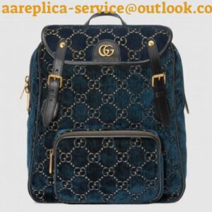 Replica Gucci Blue Small GG Velvet Backpack