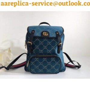 Replica Gucci Blue Small GG Velvet Backpack 2