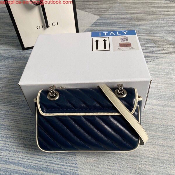 Replica Gucci 446744 GG Marmont Matelassé Mini Bag Navy Blue