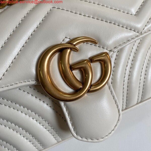 Replica Gucci 446744 GG Marmont Matelassé Mini Bag White 5