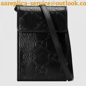 Replica Gucci Mini Messengers Bag In Black GG Embossed Leather