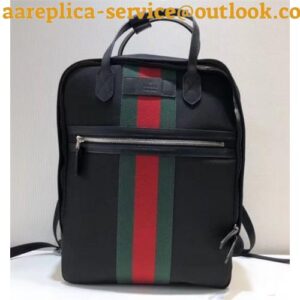 Replica Gucci Men's Nylon Web Backpack 495558 Black 2018