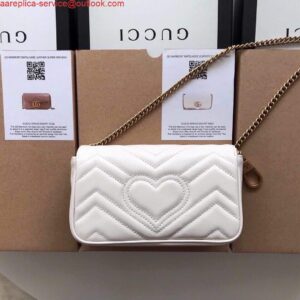 Replica Gucci 476433 GG Marmont Matelassé Leather Super Mini Bag White