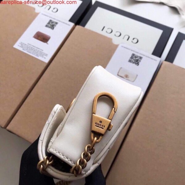 Replica Gucci 476433 GG Marmont Matelassé Leather Super Mini Bag White 4