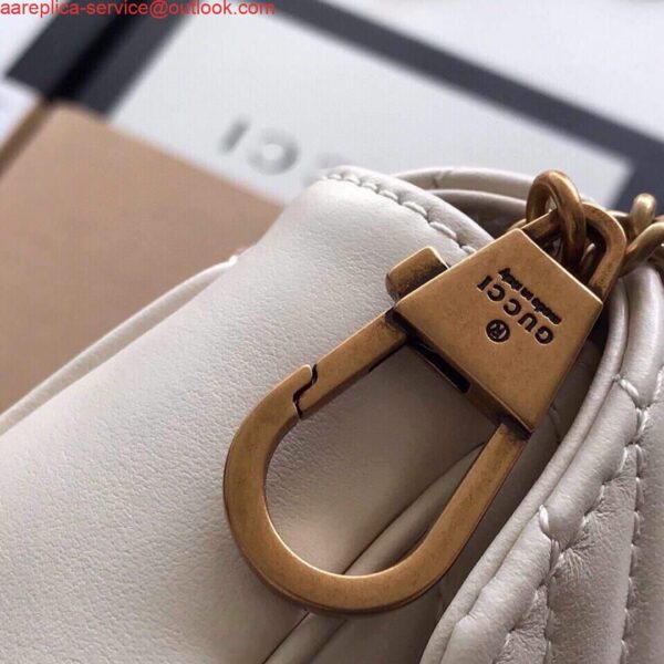 Replica Gucci 476433 GG Marmont Matelassé Leather Super Mini Bag White 5