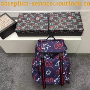 Replica Gucci mens backpacks guccighost canvas techpack 429037 Navy/Red/White(superm-741302)