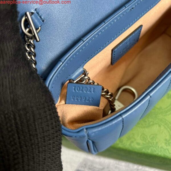 Replica Gucci 476433 GG Marmont Super Mini Bag Blue 10