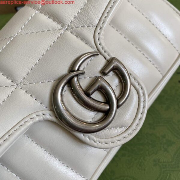 Replica Gucci 476433 GG Marmont Super Mini Bag White 6