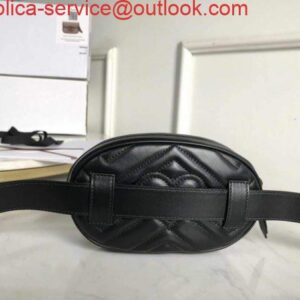 Replica Gucci 476434 GG Marmont Matelassé Leather Belt Bag Black 2