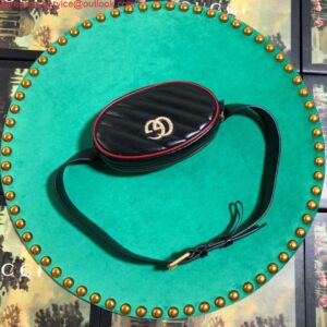 Replica Gucci 476434 GG Marmont Matelassé Leather Belt Bag Black Red 2