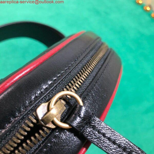 Replica Gucci 476434 GG Marmont Matelassé Leather Belt Bag Black Red 9