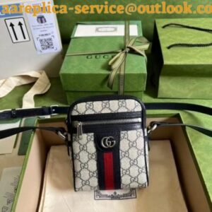 Replica Replica Gucci Ophidia GG Messenger Bag In Blue GG Supreme Canvas 2