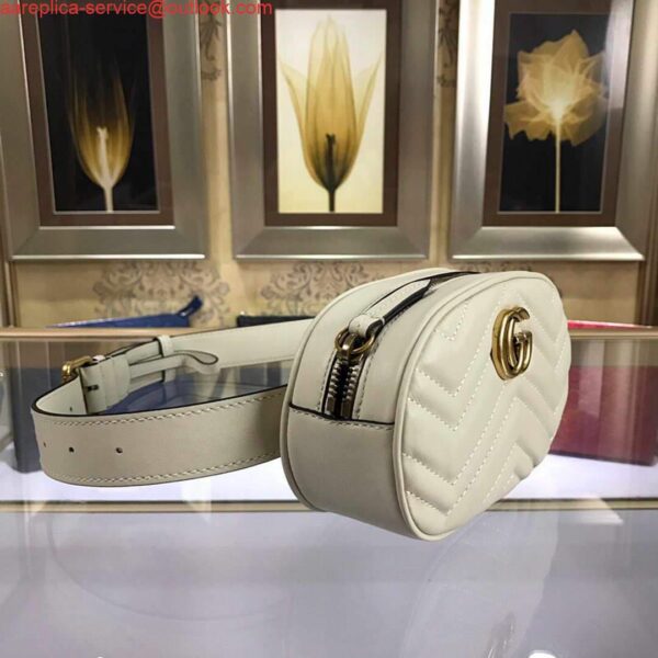 Replica Gucci 476434 GG Marmont Matelassé Leather Belt Bag White 3