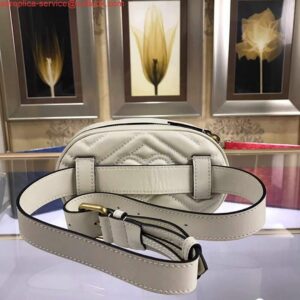 Replica Gucci 476434 GG Marmont Matelassé Leather Belt Bag White 2