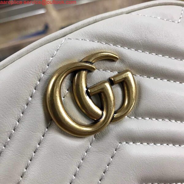 Replica Gucci 476434 GG Marmont Matelassé Leather Belt Bag White 6