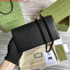 Replica Gucci 497985 GG Marmont Leather Mini Chain Bag Black