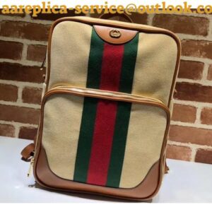 Replica Gucci Web Vintage Canvas Backpack Bag 575063 Beige 2019 2