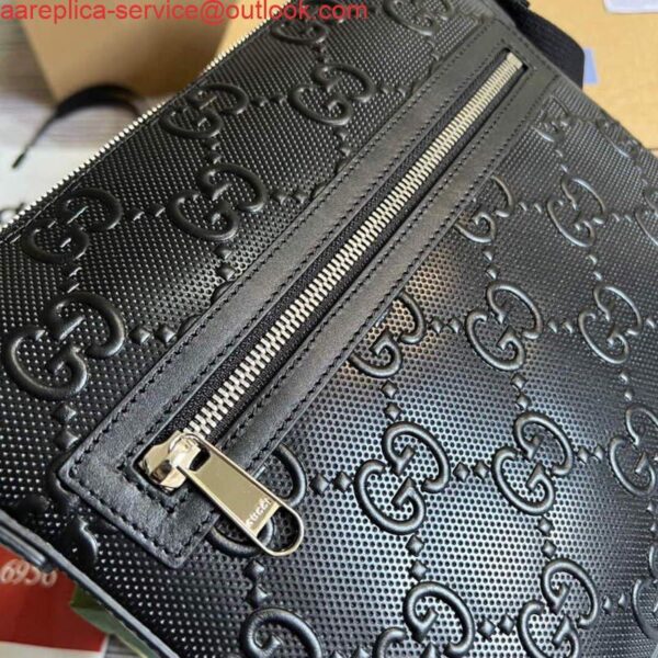 Replica Gucci 406410 GG embossed small messenger bag Black 6