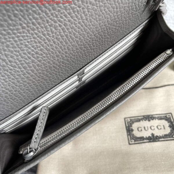 Replica Gucci 497985 GG Marmont Leather Mini Chain Bag Dark grey 9