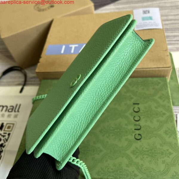 Replica Gucci 497985 GG Marmont Leather Mini Chain Bag Green 7