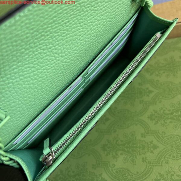 Replica Gucci 497985 GG Marmont Leather Mini Chain Bag Green 10