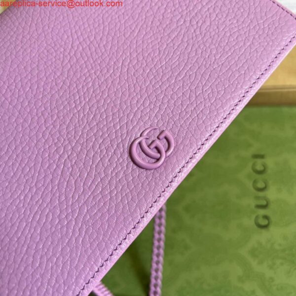 Replica Gucci 497985 GG Marmont Leather Mini Chain Bag Light purple 5