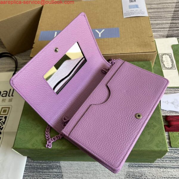 Replica Gucci 497985 GG Marmont Leather Mini Chain Bag Light purple 7