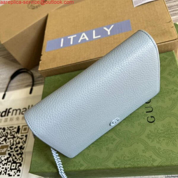 Replica Gucci 497985 GG Marmont Leather Mini Chain Bag Pale blue 6