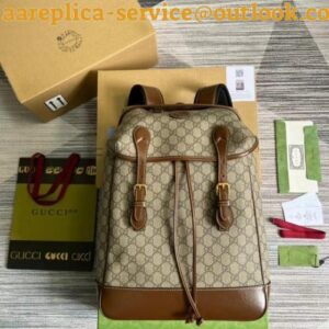 Replica Replica Gucci Medium Backpack In Beige GG Canvas with Interlocking G 2