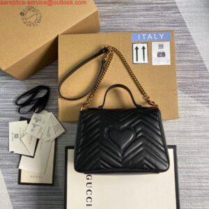 Replica Gucci 498110 GG Marmont Small Top Handle Bag Black