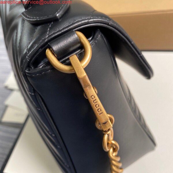 Replica Gucci 498110 GG Marmont Small Top Handle Bag Black 4