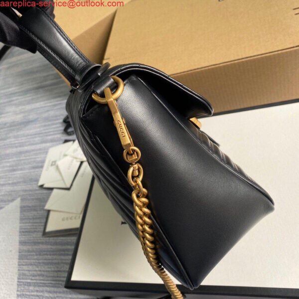 Replica Gucci 498110 GG Marmont Small Top Handle Bag Black 5