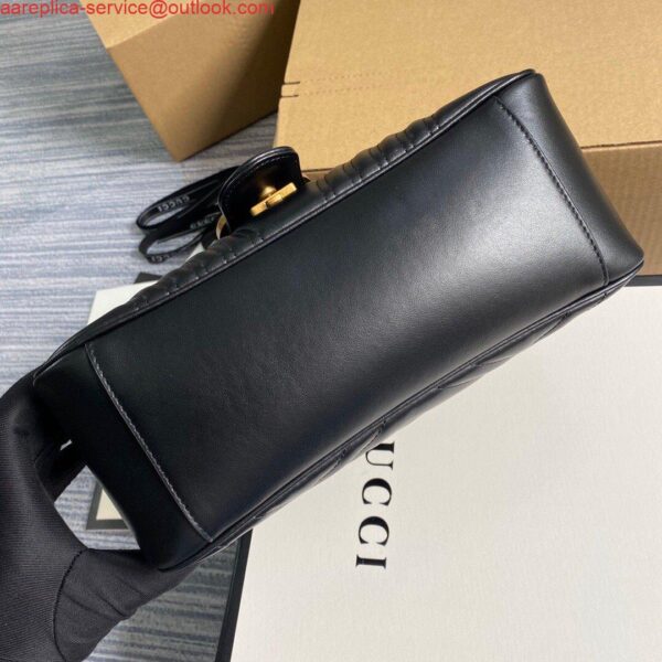 Replica Gucci 498110 GG Marmont Small Top Handle Bag Black 7