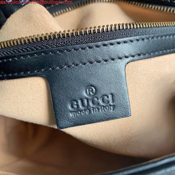 Replica Gucci 498110 GG Marmont Small Top Handle Bag Black 10