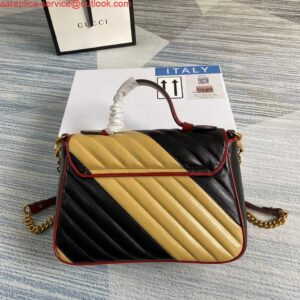 Replica Gucci 498110 GG Marmont Small Top Handle Bag Black and Yellow