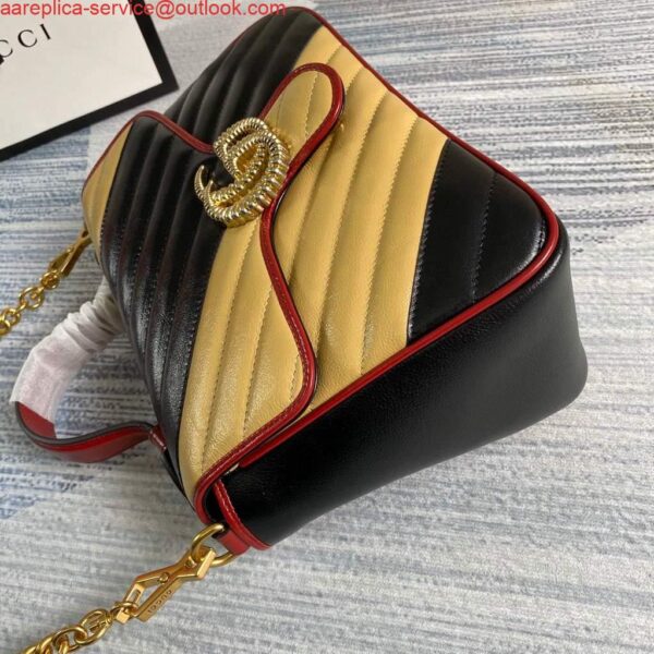 Replica Gucci 498110 GG Marmont Small Top Handle Bag Black and Yellow 6